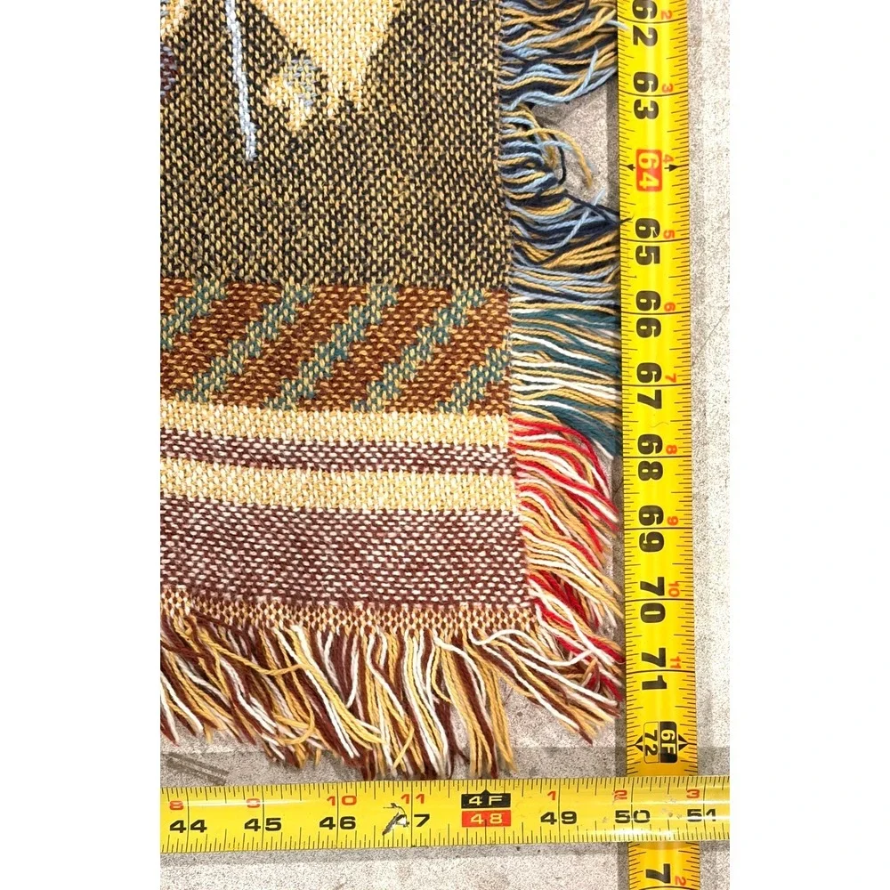 Vintage Native American Southwest Woven Throw Blanket Wall Tapestry Fringe 49x72